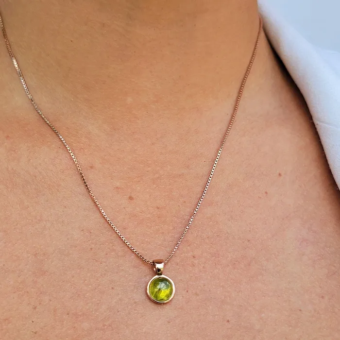 Uniquelan Jewelry Real Peridot Bezel Necklace Necklaces