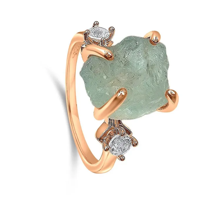 Uniquelan Jewelry Rings Raw Aquamarine Birthstone Ring Uniquelan Jewelry Rings Raw Aquamarine Birthstone Ring