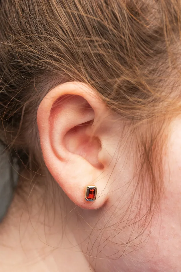 Valerie Madison Fine Jewelry Earrings Ready to Ship Garnet Stud Earrings Bezel EmeraldCut Valerie Madison Fine Jewelry Earrings Ready to Ship Garnet Stud Earrings Bezel EmeraldCut