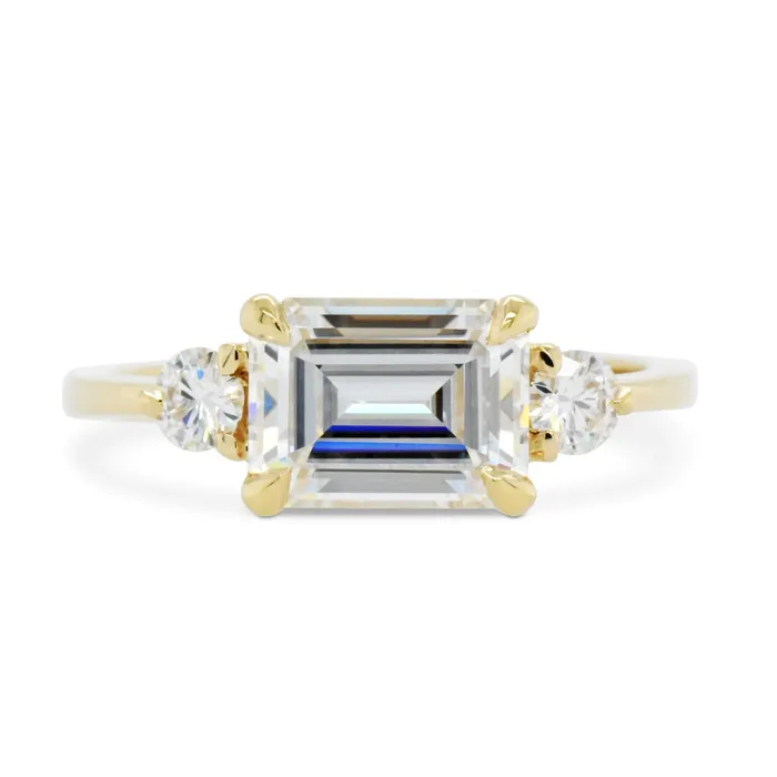 Valerie Madison Fine Jewelry Ready To Ship Zara EastWest Emerald Cut Three Stone Moissanite Engagement Ring Size 65 Rings Valerie Madison Fine Jewelry Ready To Ship Zara EastWest Emerald Cut Three Stone Moissanite Engagement Ring Size 65 Rings