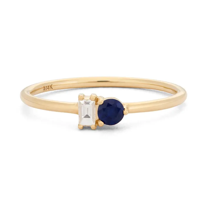 Valerie Madison Fine Jewelry Rings Sapphire Diamond Baguette Ring