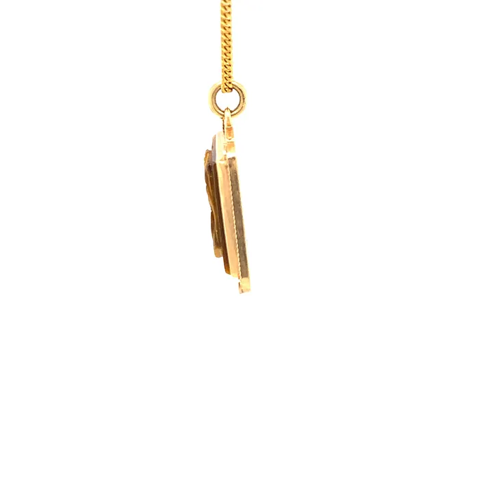 Vintage Engraved Tigers Eye Cameo Pendant 18 Necklace Solid 14K Yellow Gold Vintage Magnality Necklaces