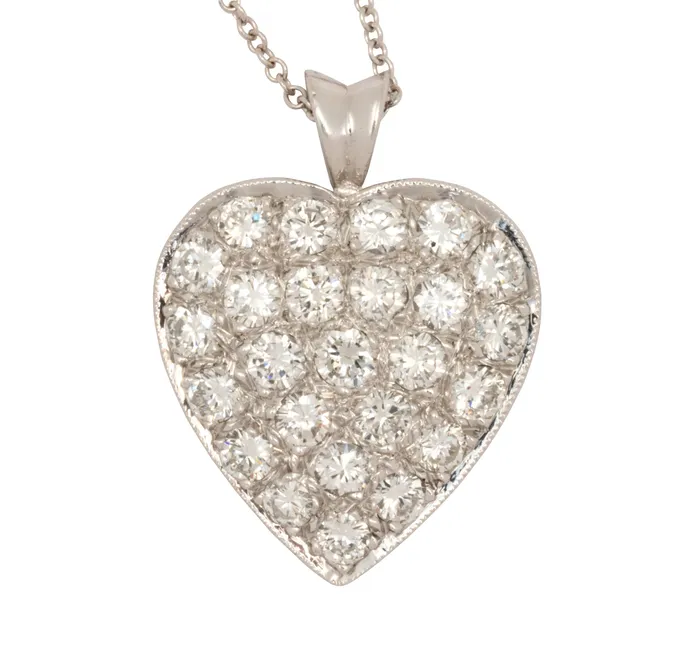 Vintage Platinum Diamond Heart Pendant AntiqueEstate Necklaces Vintage Platinum Diamond Heart Pendant AntiqueEstate Necklaces