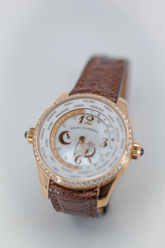 Watches Crown Jewels Coin PreOwned Girard Perregaux World Timer Watch