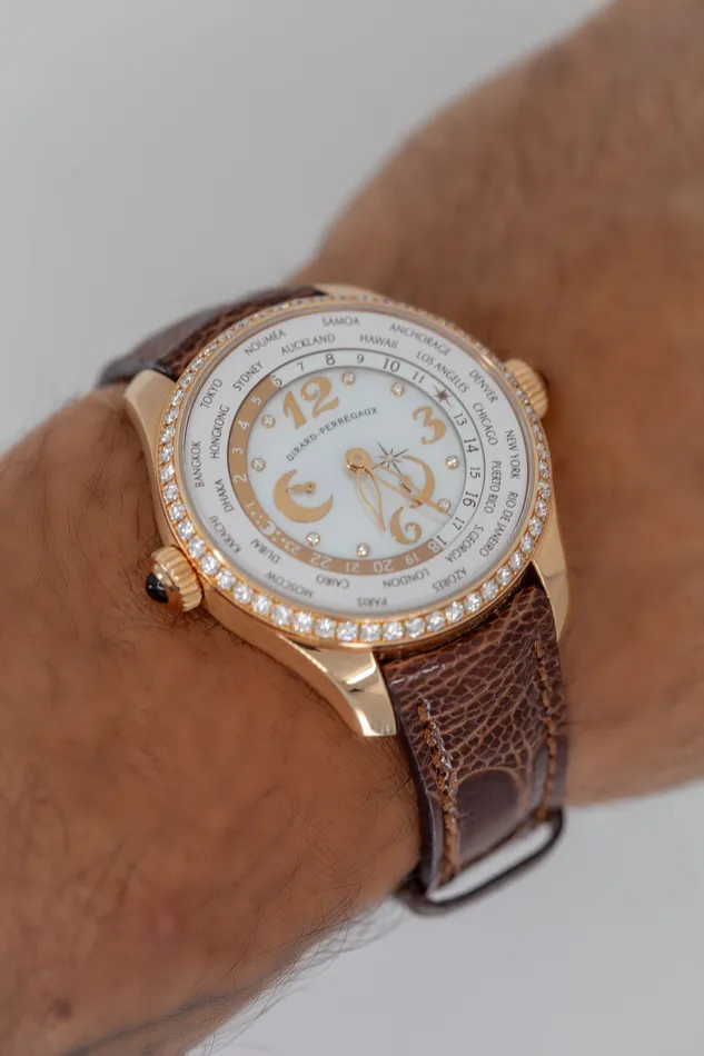 Watches Crown Jewels Coin PreOwned Girard Perregaux World Timer Watch