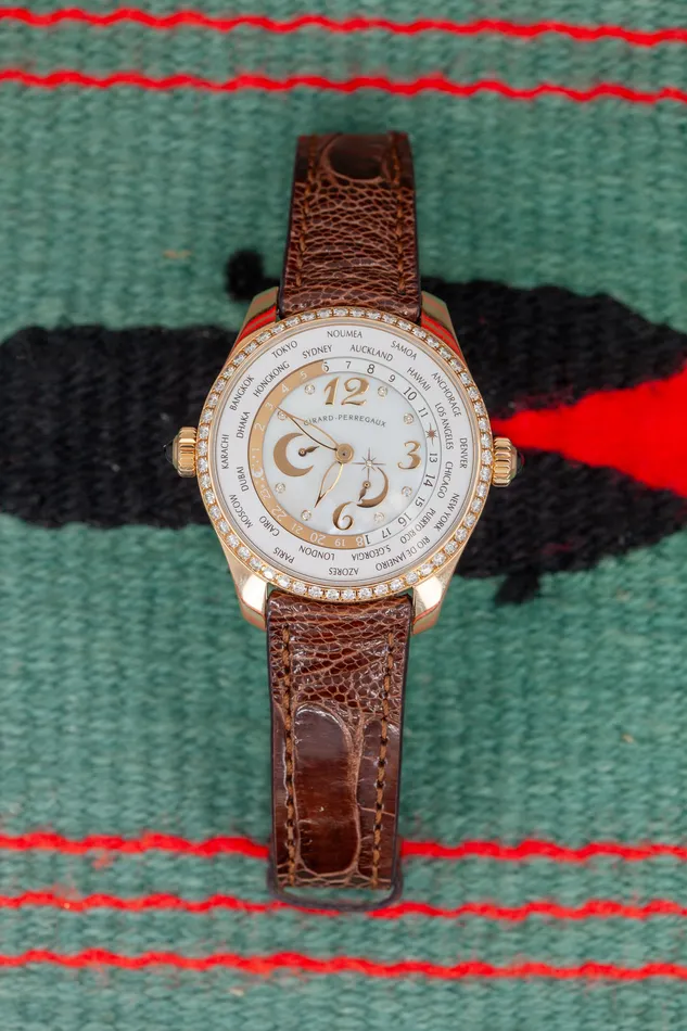 Watches Crown Jewels Coin PreOwned Girard Perregaux World Timer Watch