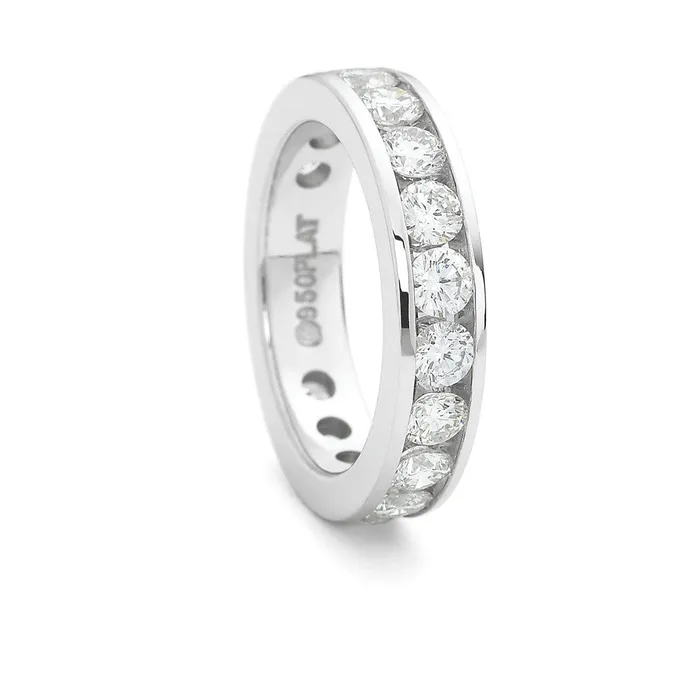 White Gold and Diamond Eternity Band Precision Set Rings
