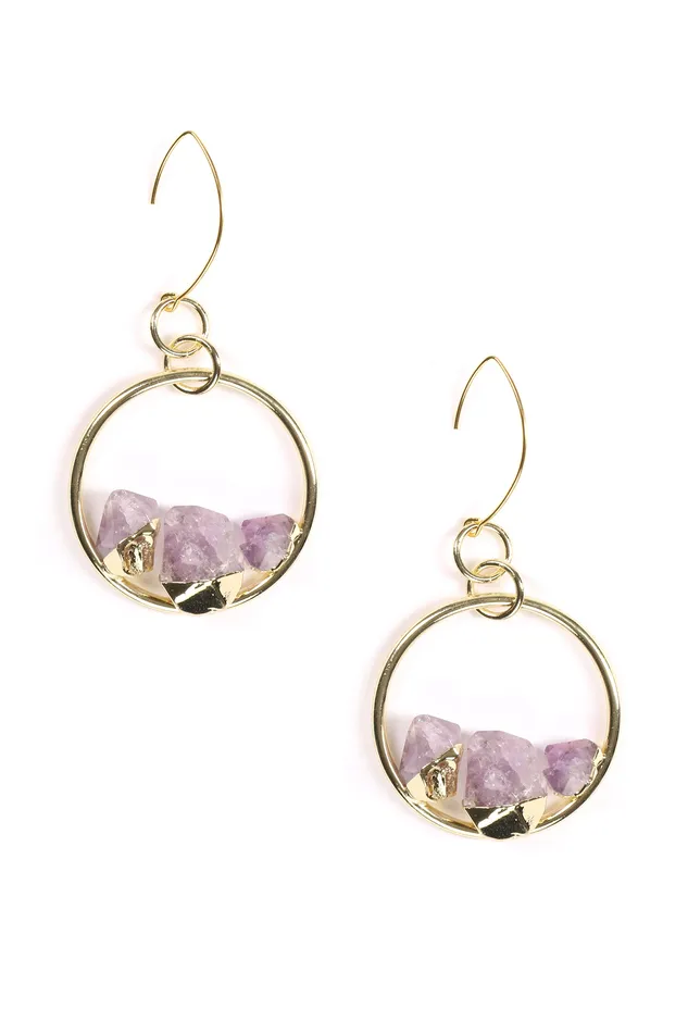 Zola Amethyst Hoop Earrings Eye Candy LA Earrings